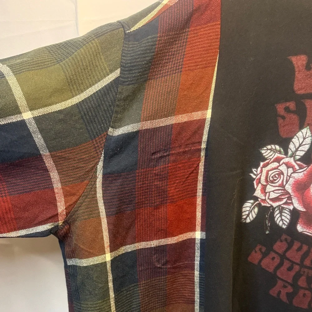 Lynyrd Skynyrd Graphic Long Sleeve Shirt upcycled band flannel oversized large - Picture 4 of 6